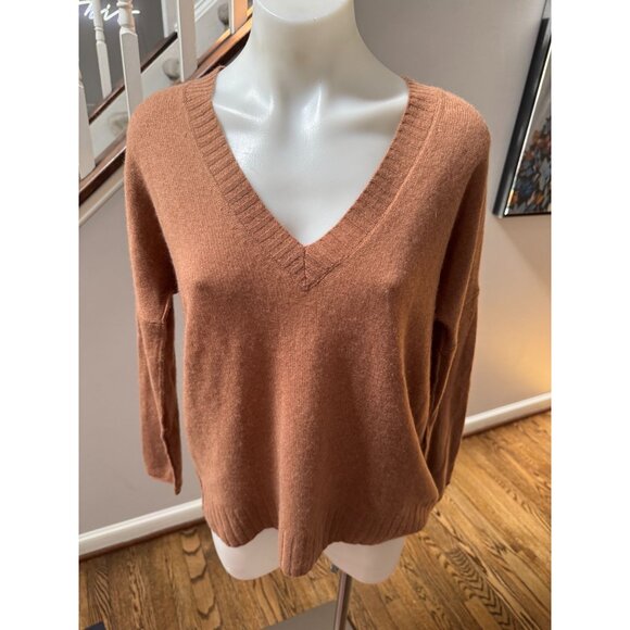NAKEDCASHMERE Naked 100% Cashmere Iman V Neck Sweater Chestnut Brown Size XS - Picture 1 of 4